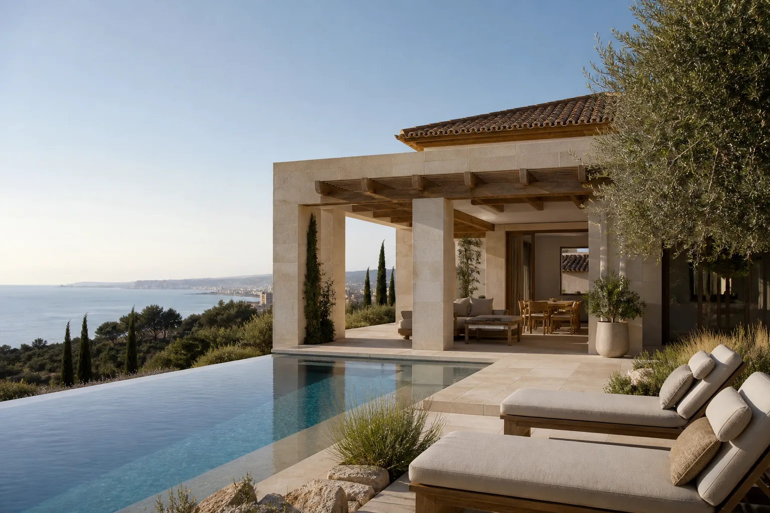 Mediterranean residential architecture by the coast